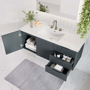 Modway Furniture Vitality 48" Single Sink Bathroom Vanity - Modern Wall-Mounted Design with Spacious Storage Solutions Gray White EEI-5784-GRY-WHI