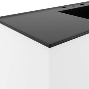 Modway Furniture Vitality 48" Single Sink Bathroom Vanity - Modern Wall-Mounted Design with Spacious Storage Solutions White Black EEI-5784-WHI-BLK