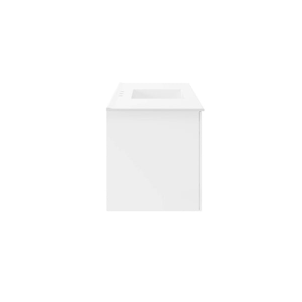 Modway Furniture Vitality 48" Single Sink Bathroom Vanity - Modern Wall-Mounted Design with Spacious Storage Solutions White White EEI-5784-WHI-WHI