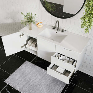 Modway Furniture Vitality 48" Single Sink Bathroom Vanity - Modern Wall-Mounted Design with Spacious Storage Solutions White White EEI-5784-WHI-WHI