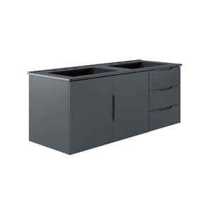 Modway Furniture Vitality 48" Double Sink Bathroom Vanity - Modern Wall-Mount Design with Ample Storage Space Gray Black EEI-5785-GRY-BLK
