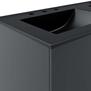 Modway Furniture Vitality 48" Double Sink Bathroom Vanity - Modern Wall-Mount Design with Ample Storage Space Gray Black EEI-5785-GRY-BLK