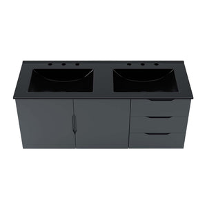 Modway Furniture Vitality 48" Double Sink Bathroom Vanity - Modern Wall-Mount Design with Ample Storage Space Gray Black EEI-5785-GRY-BLK