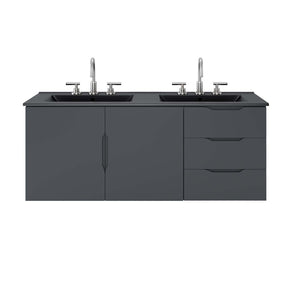 Modway Furniture Vitality 48" Double Sink Bathroom Vanity - Modern Wall-Mount Design with Ample Storage Space Gray Black EEI-5785-GRY-BLK