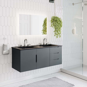 Modway Furniture Vitality 48" Double Sink Bathroom Vanity - Modern Wall-Mount Design with Ample Storage Space Gray Black EEI-5785-GRY-BLK