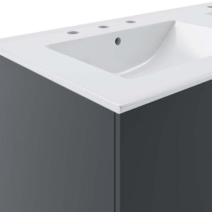 Modway Furniture Vitality 48" Double Sink Bathroom Vanity - Modern Wall-Mount Design with Ample Storage Space Gray White EEI-5785-GRY-WHI