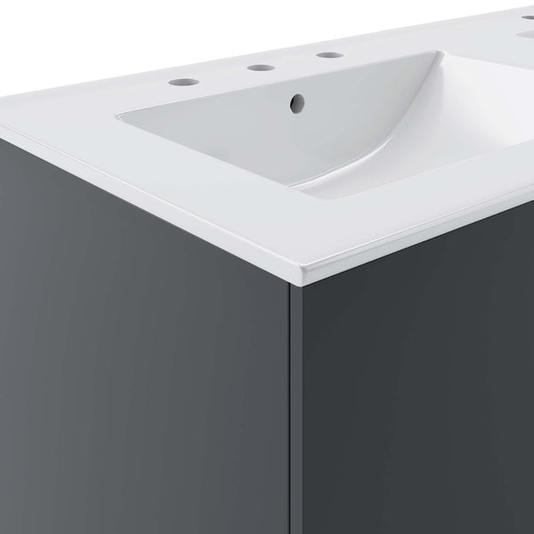 Modway Furniture Vitality 48" Double Sink Bathroom Vanity - Modern Wall-Mount Design with Ample Storage Space Gray White EEI-5785-GRY-WHI