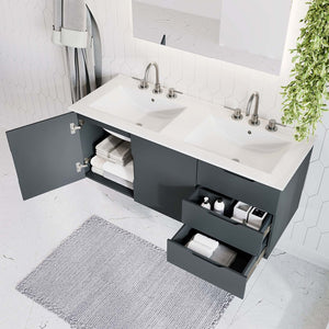 Modway Furniture Vitality 48" Double Sink Bathroom Vanity - Modern Wall-Mount Design with Ample Storage Space Gray White EEI-5785-GRY-WHI
