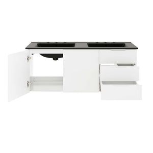 Modway Furniture Vitality 48" Double Sink Bathroom Vanity - Modern Wall-Mount Design with Ample Storage Space White Black EEI-5785-WHI-BLK