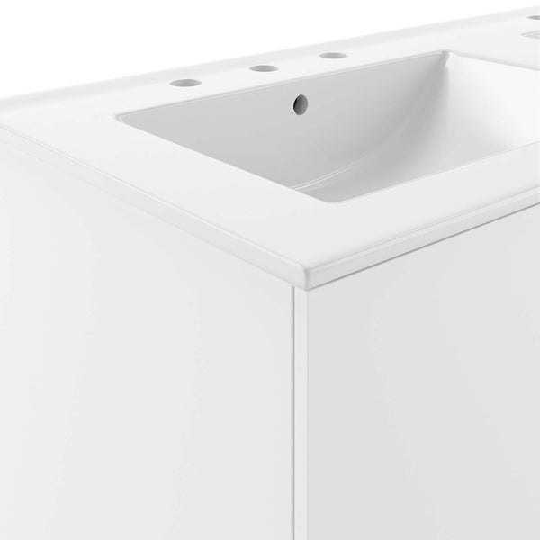 Modway Furniture Vitality 48" Double Sink Bathroom Vanity - Modern Wall-Mount Design with Ample Storage Space White White EEI-5785-WHI-WHI