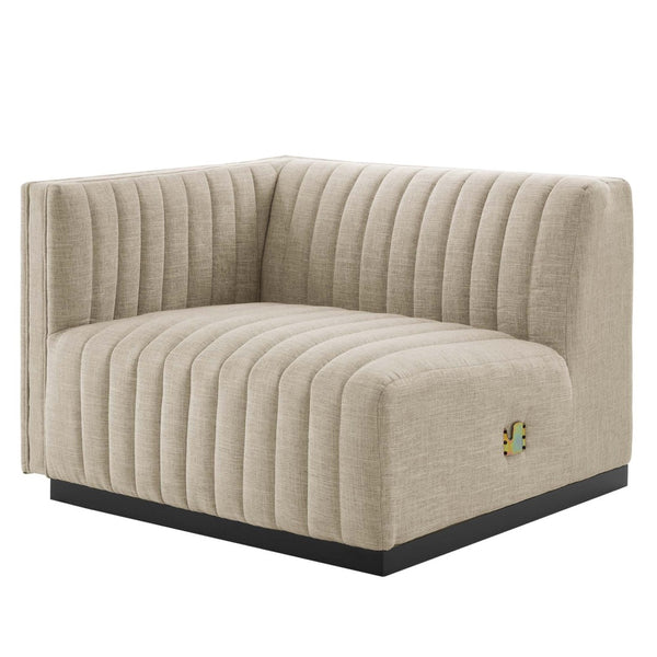 Modway Furniture Conjure Channel Tufted Upholstered Loveseat - Vintage Charm with Modern Comfort for Any Space Black Beige EEI-5786-BLK-BEI