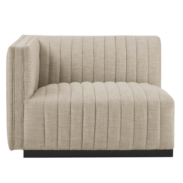Modway Furniture Conjure Channel Tufted Upholstered Loveseat - Vintage Charm with Modern Comfort for Any Space Black Beige EEI-5786-BLK-BEI