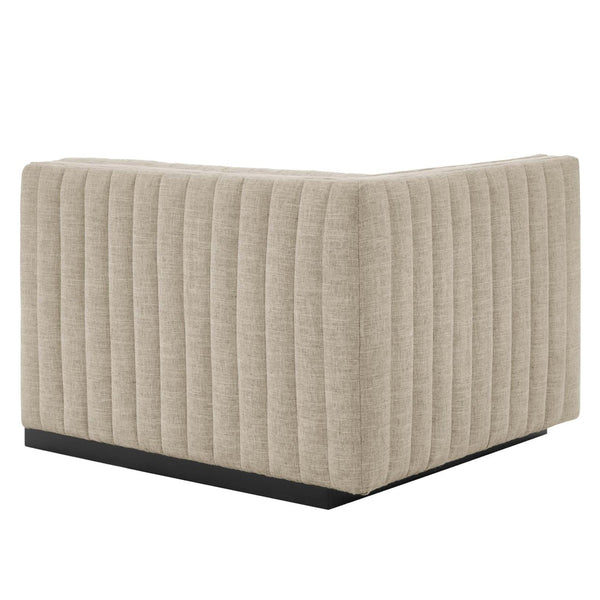 Modway Furniture Conjure Channel Tufted Upholstered Loveseat - Vintage Charm with Modern Comfort for Any Space Black Beige EEI-5786-BLK-BEI