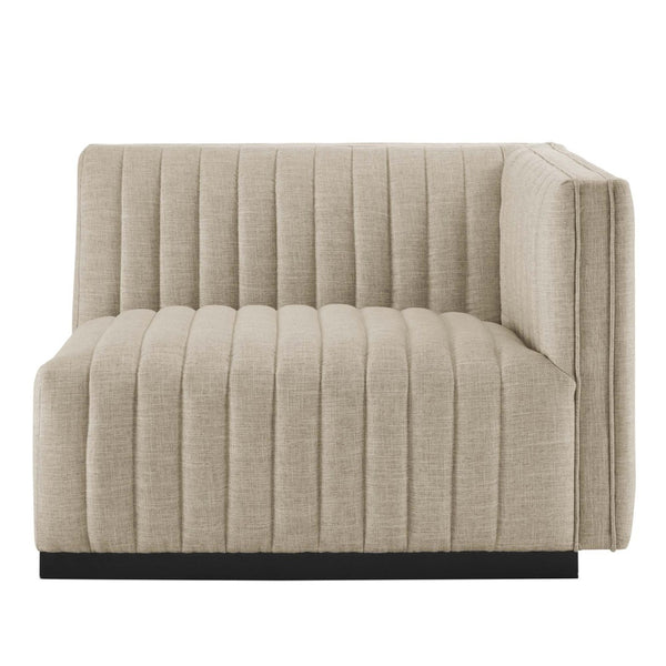 Modway Furniture Conjure Channel Tufted Upholstered Loveseat - Vintage Charm with Modern Comfort for Any Space Black Beige EEI-5786-BLK-BEI