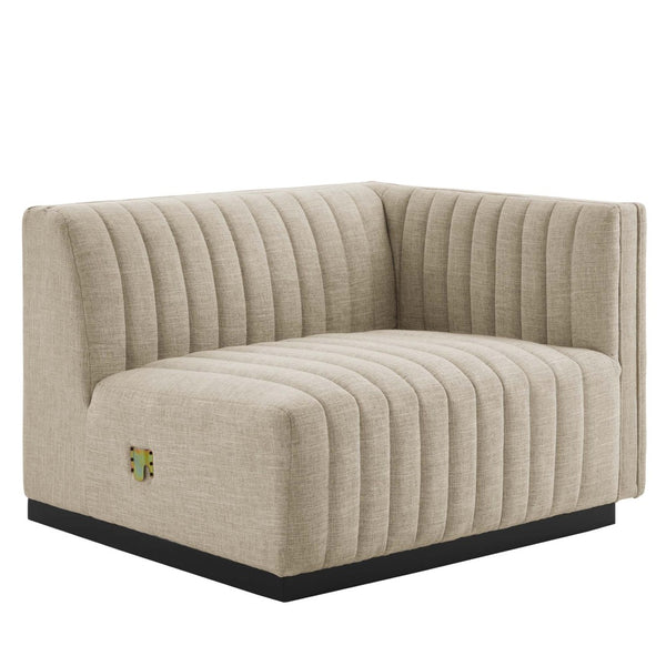 Modway Furniture Conjure Channel Tufted Upholstered Loveseat - Vintage Charm with Modern Comfort for Any Space Black Beige EEI-5786-BLK-BEI