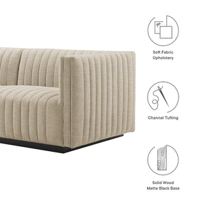 Modway Furniture Conjure Channel Tufted Upholstered Loveseat - Vintage Charm with Modern Comfort for Any Space Black Beige EEI-5786-BLK-BEI