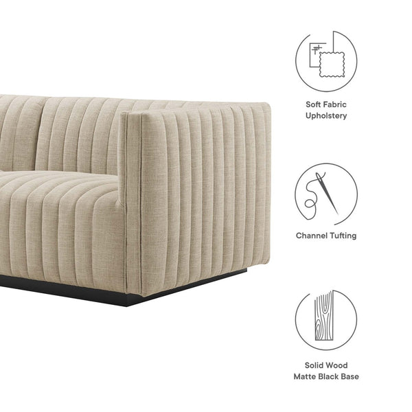 Modway Furniture Conjure Channel Tufted Upholstered Loveseat - Vintage Charm with Modern Comfort for Any Space Black Beige EEI-5786-BLK-BEI