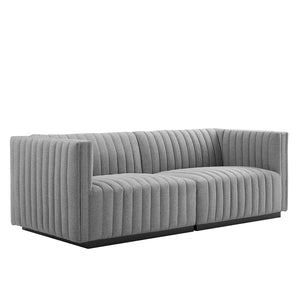 Modway Furniture Conjure Channel Tufted Upholstered Loveseat - Vintage Charm with Modern Comfort for Any Space Black Light Gray EEI-5786-BLK-LGR