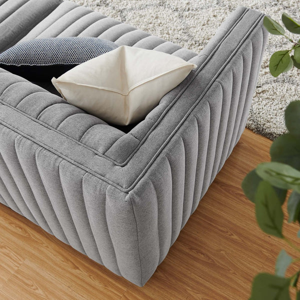 Modway Furniture Conjure Channel Tufted Upholstered Loveseat - Vintage Charm with Modern Comfort for Any Space Black Light Gray EEI-5786-BLK-LGR