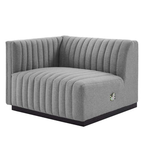 Modway Furniture Conjure Channel Tufted Upholstered Loveseat - Vintage Charm with Modern Comfort for Any Space Black Light Gray EEI-5786-BLK-LGR