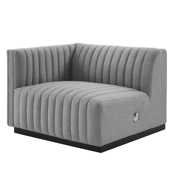 Modway Furniture Conjure Channel Tufted Upholstered Loveseat - Vintage Charm with Modern Comfort for Any Space Black Light Gray EEI-5786-BLK-LGR