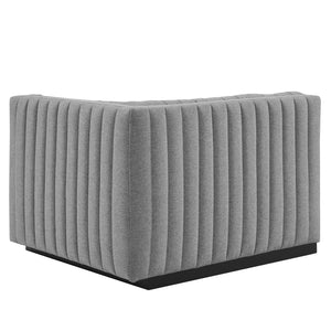 Modway Furniture Conjure Channel Tufted Upholstered Loveseat - Vintage Charm with Modern Comfort for Any Space Black Light Gray EEI-5786-BLK-LGR