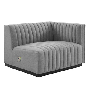 Modway Furniture Conjure Channel Tufted Upholstered Loveseat - Vintage Charm with Modern Comfort for Any Space Black Light Gray EEI-5786-BLK-LGR