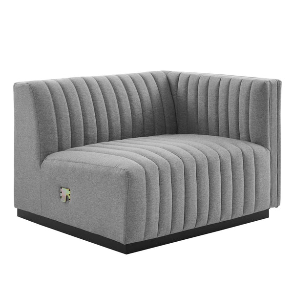 Modway Furniture Conjure Channel Tufted Upholstered Loveseat - Vintage Charm with Modern Comfort for Any Space Black Light Gray EEI-5786-BLK-LGR