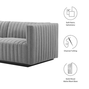 Modway Furniture Conjure Channel Tufted Upholstered Loveseat - Vintage Charm with Modern Comfort for Any Space Black Light Gray EEI-5786-BLK-LGR