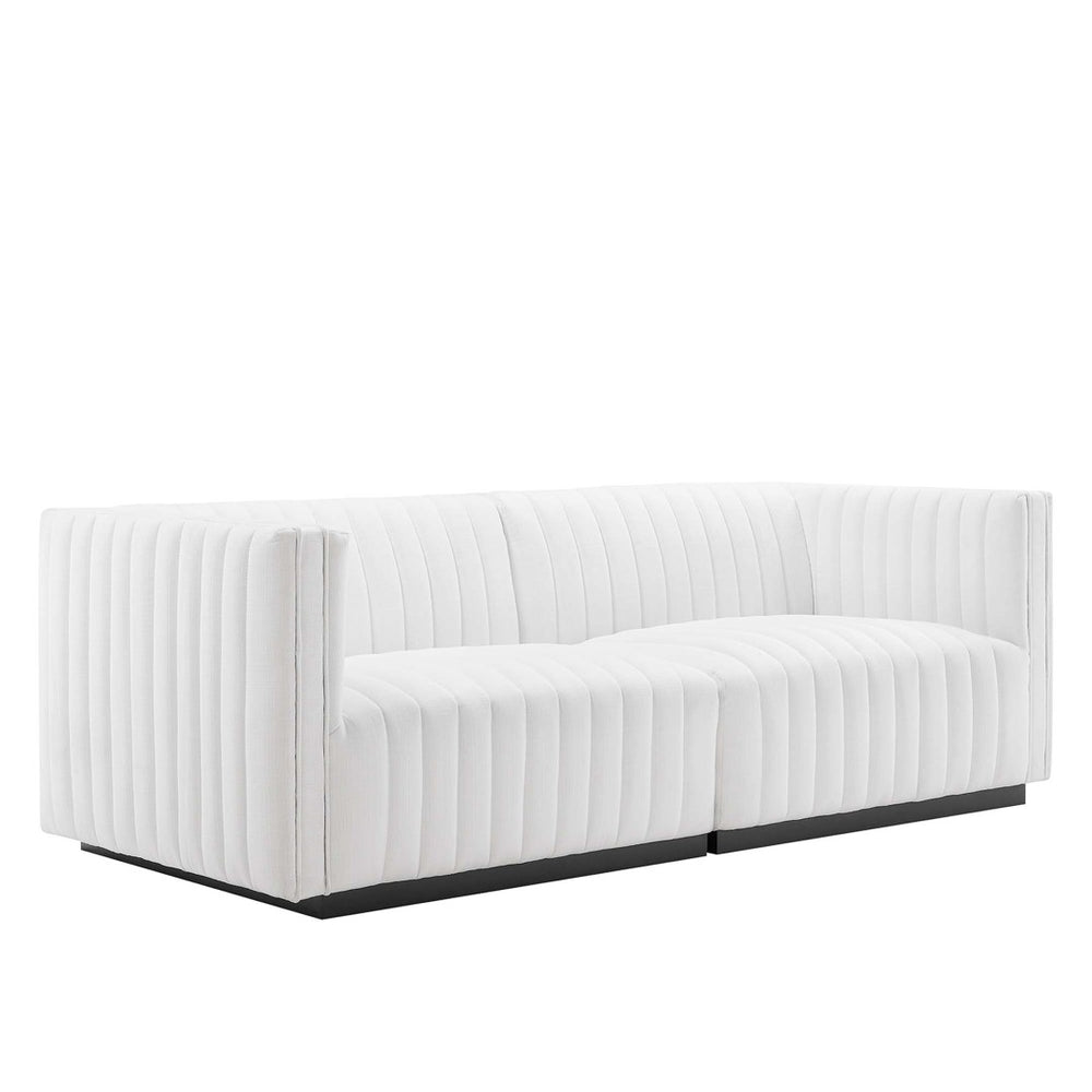Modway Furniture Conjure Channel Tufted Upholstered Loveseat - Vintage Charm with Modern Comfort for Any Space Black White EEI-5786-BLK-WHI