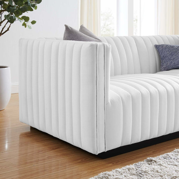 Modway Furniture Conjure Channel Tufted Upholstered Loveseat - Vintage Charm with Modern Comfort for Any Space Black White EEI-5786-BLK-WHI
