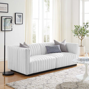Modway Furniture Conjure Channel Tufted Upholstered Loveseat - Vintage Charm with Modern Comfort for Any Space Black White EEI-5786-BLK-WHI