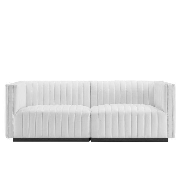 Modway Furniture Conjure Channel Tufted Upholstered Loveseat - Vintage Charm with Modern Comfort for Any Space Black White EEI-5786-BLK-WHI