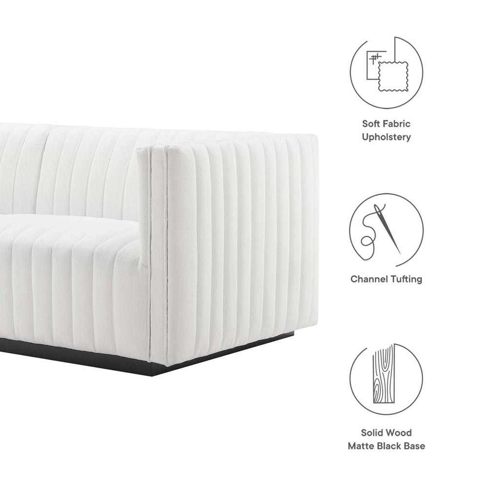 Modway Furniture Conjure Channel Tufted Upholstered Loveseat - Vintage Charm with Modern Comfort for Any Space Black White EEI-5786-BLK-WHI