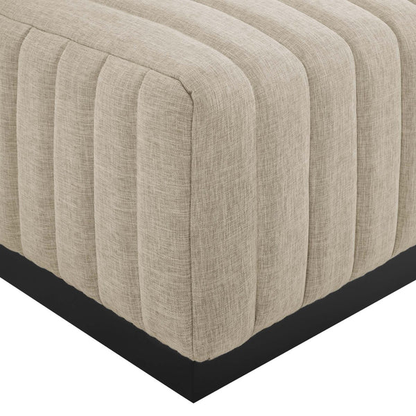 Modway Furniture Conjure 6-Piece Modular Channel Tufted Sectional Sofa – Vintage Style with Modern Comfort in Black Beige EEI-5790-BLK-BEI