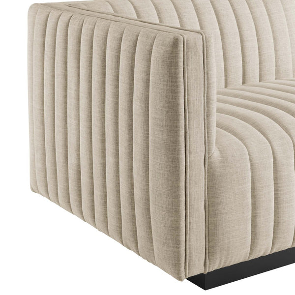 Modway Furniture Conjure 6-Piece Modular Channel Tufted Sectional Sofa – Vintage Style with Modern Comfort in Black Beige EEI-5790-BLK-BEI