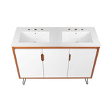 Modway Furniture Energize 48" Double Sink Bathroom Vanity Cherry White White 47.5 x 47 x 34