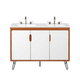 Modway Furniture Energize 48" Double Sink Bathroom Vanity Cherry White White 47.5 x 47 x 34