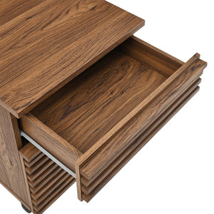 Modway Furniture Render L-Shaped Wood Desk & Rolling File Cabinet Set - Mid-Century Walnut Finish for Home Office EEI-5821-WAL