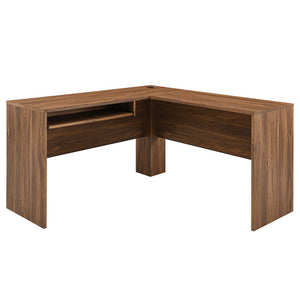 Modway Furniture Render L-Shaped Wood Desk & Rolling File Cabinet Set - Mid-Century Walnut Finish for Home Office EEI-5821-WAL