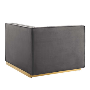 Modway Furniture Sanguine Channel Tufted Modular Sectional Sofa - Luxurious Performance Velvet with Gold Base Elegance Gray EEI-5825-GRY