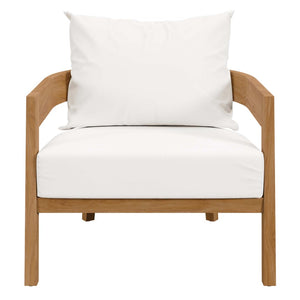 Modway Furniture Brisbane 3-Piece Teak Wood Outdoor Patio Set for Elegant Entertaining with Plush Cushions & Durability Natural White EEI-5835-NAT-WHI