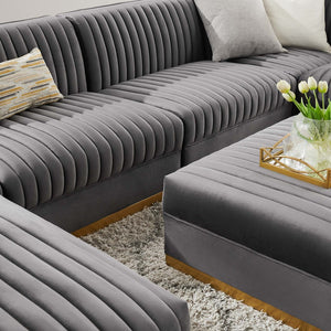 Modway Furniture Sanguine 7-Piece Modular Sectional Sofa in Luxurious Performance Velvet - Right-Facing Gray Elegance EEI-5839-GRY