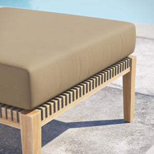 Modway Furniture Clearwater Outdoor Teak Wood Ottoman - Stylish Weather-Resistant Seating for Patios and Decks Gray Light Brown EEI-5854-GRY-LBR