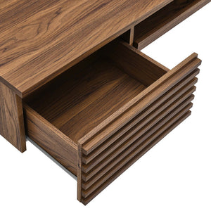 Modway Furniture Render Wall Mount Office Desk - Mid-Century Style Workspace with Ample Storage & Smart Design Walnut EEI-5865-WAL