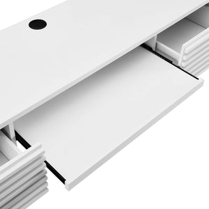 Modway Furniture Render Wall Mount Office Desk - Mid-Century Style Workspace with Ample Storage & Smart Design White EEI-5865-WHI