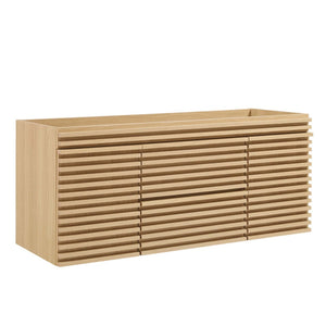 Modway Furniture Render 48" Wall-Mounted Bathroom Vanity Cabinet - Mid-Century Style with Ample Storage Drawers Oak EEI-5866-OAK