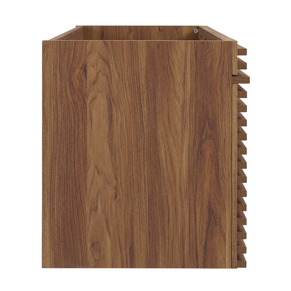 Modway Furniture Render 48" Wall-Mounted Bathroom Vanity Cabinet - Mid-Century Style with Ample Storage Drawers Walnut EEI-5866-WAL