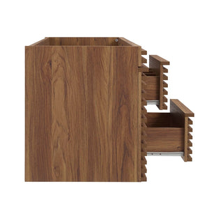 Modway Furniture Render 48" Wall-Mounted Bathroom Vanity Cabinet - Mid-Century Style with Ample Storage Drawers Walnut EEI-5866-WAL
