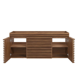 Modway Furniture Render 48" Wall-Mounted Bathroom Vanity Cabinet - Mid-Century Style with Ample Storage Drawers Walnut EEI-5866-WAL